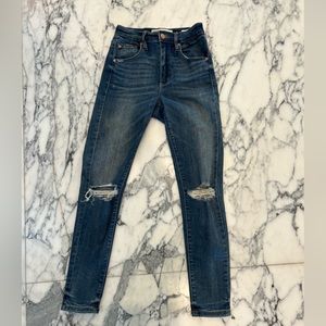 High Rise Blue Distressed Jeans